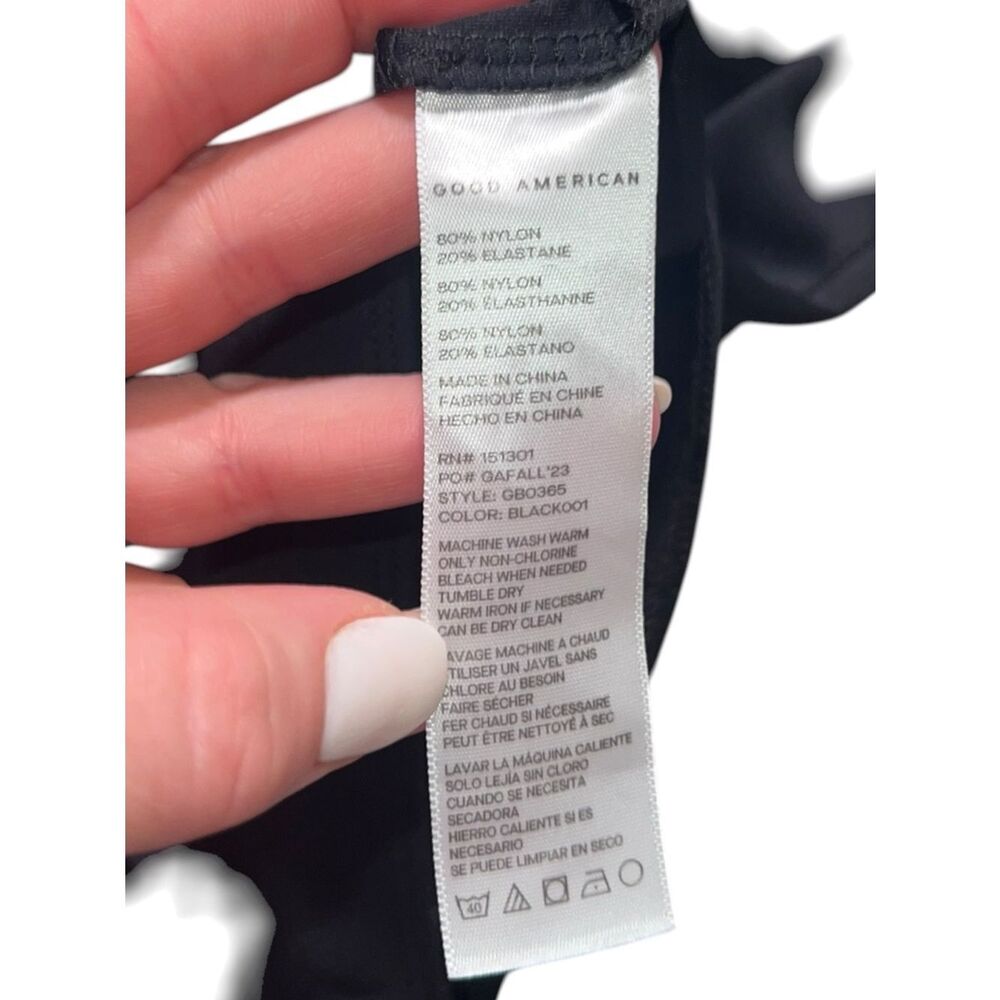 Good American Black Short Sleeve Bodysuit Size 5 Stretch Snap Bottom Minimalist - Picture 5 of 5